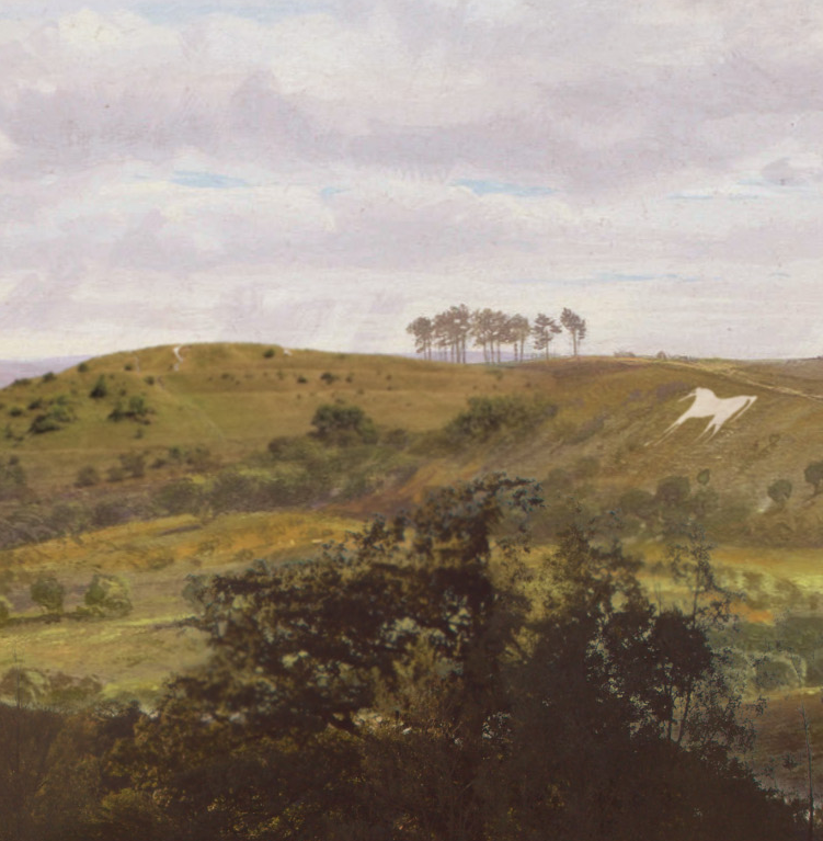 An augmented painting of an english countryside scene